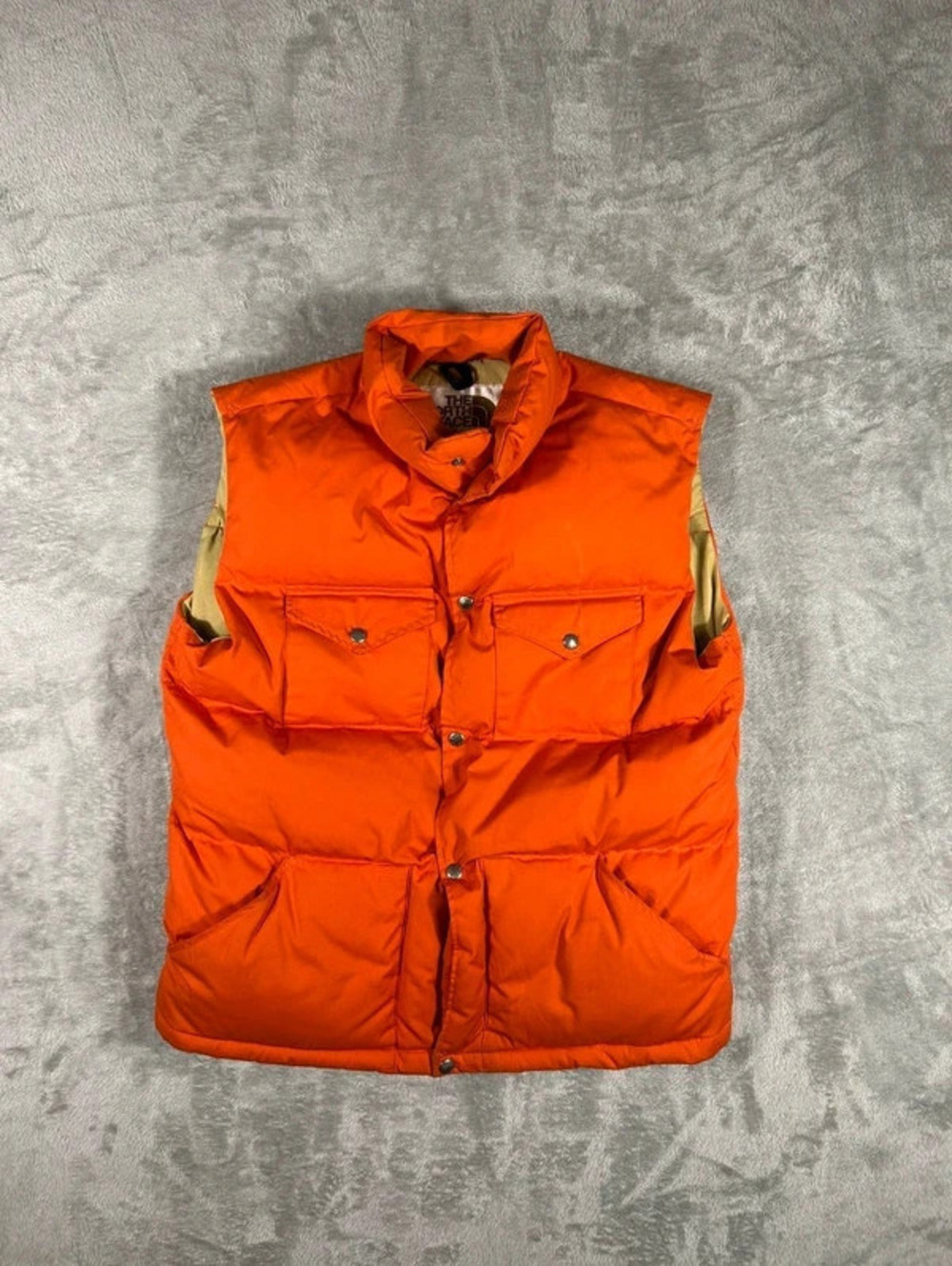 Vtg 80s The North Face Brown Label Down Insulated Orange Puffer Vest Jacket XL